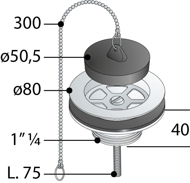 Omp Tea piletta universale in PP per lavello con foro ø60 234.625.5